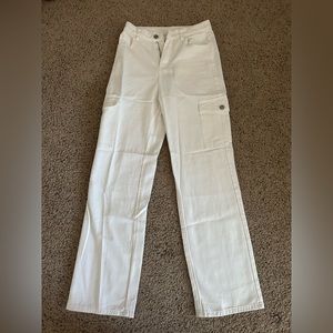 Shein Wide leg, White/Beige Cargo Jeans